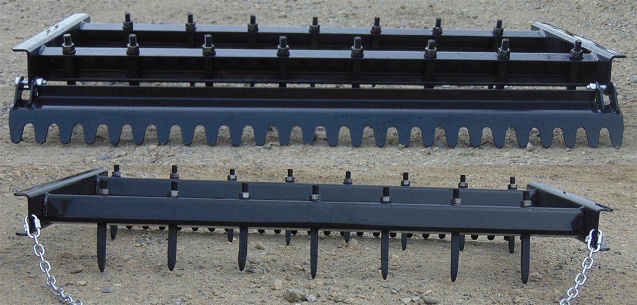 An Arena Drag is attached to a metal rake.