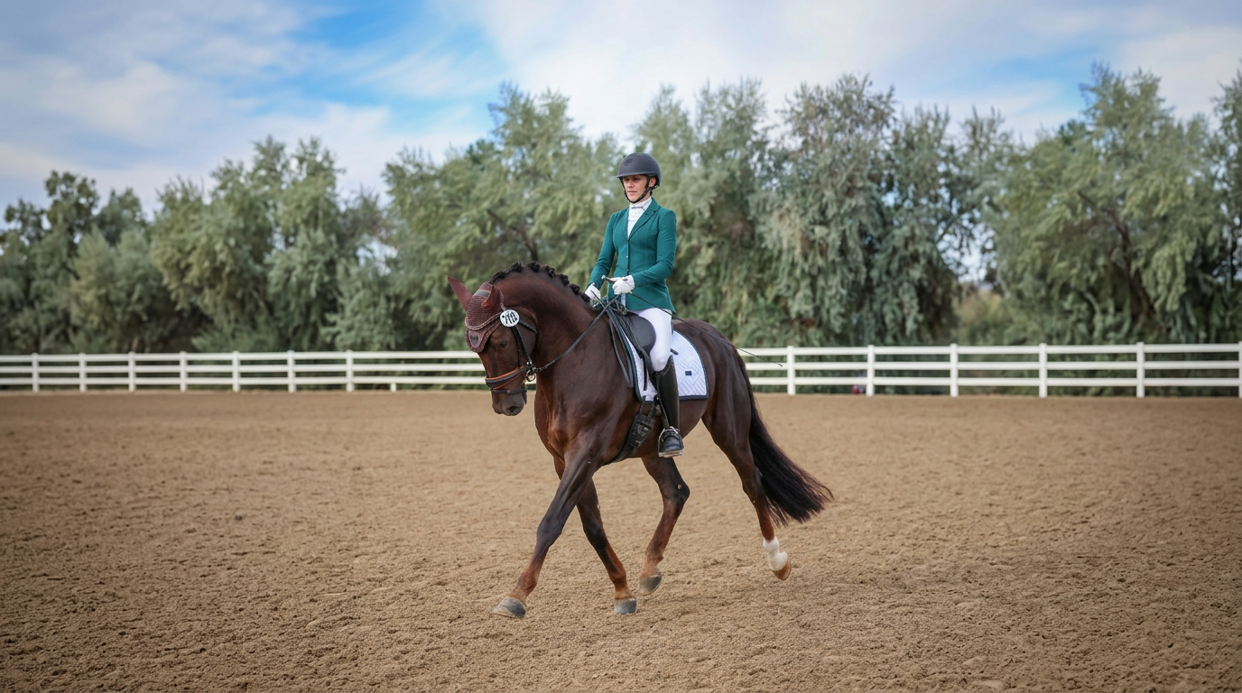 Dressage arena with engineered footing