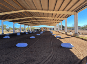 A large barn with a lot of FoamFooting™ under the blankets on the ground.