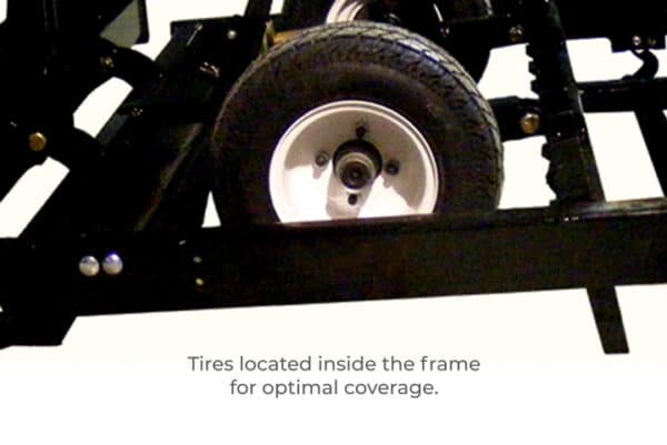 Equi Groomer - QDX tires located inside the frame for optimal coverage.