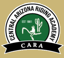 Central Arizona Riding Academy (CARA) Logo featuring Horse Arena Footing. Central Arizona Riding Academy (CARA) Logo featuring Horse Arena Footing.