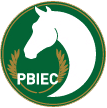 The pbec logo featuring an elegant horse's head set against a backdrop of luxurious Horse Arena Footing.