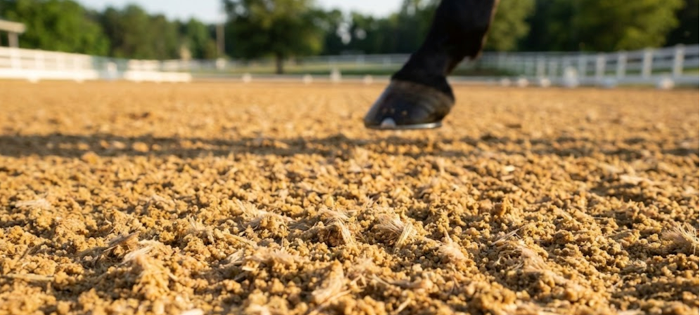 Sand sieve analysis chart showing particle size distribution for equestrian arenas